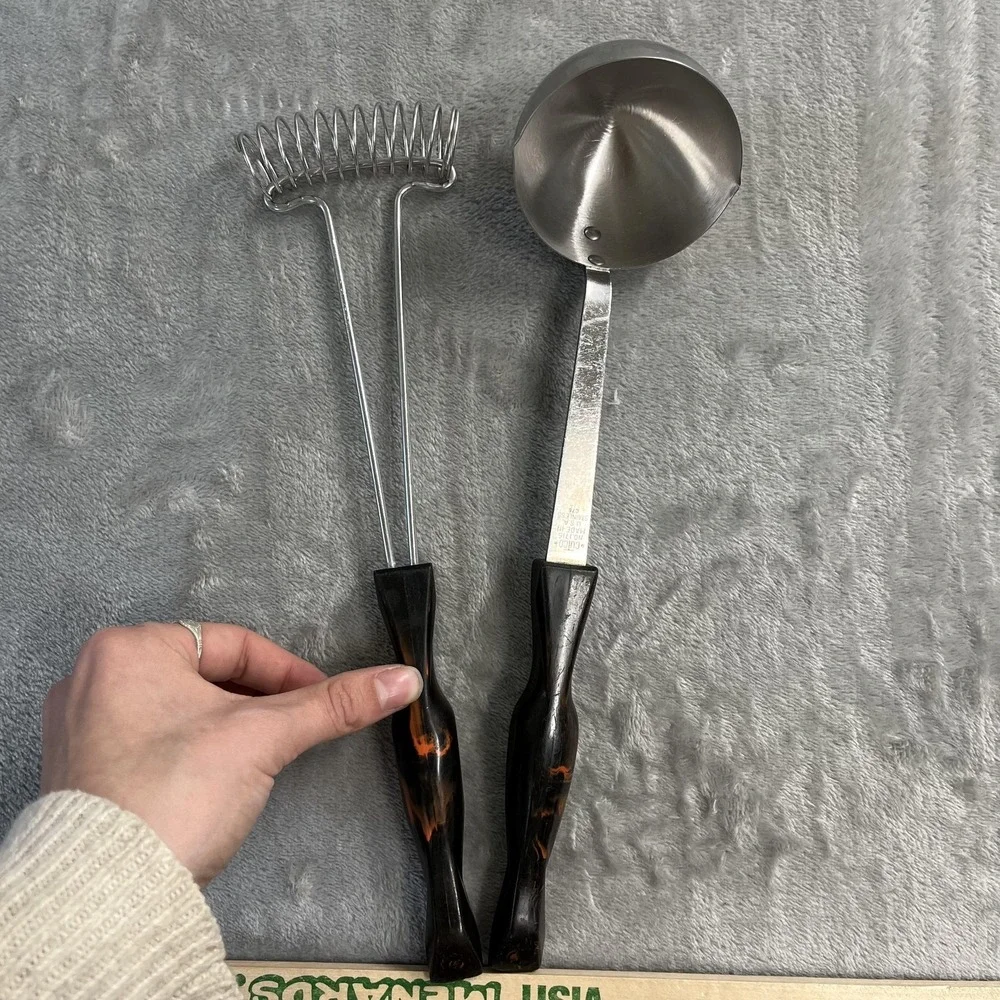 Cutco‎ MOD 15 Ladle & Whisk Set Marbled Handle Stainless Steel USA Kitchen Tools